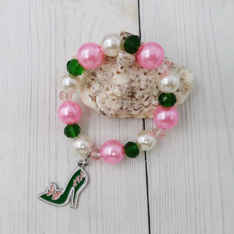 Beaded, Strands Hand Made Elastic Greek Sorority Pink Green High-Heeled Shoes Bracelet Femininty Fashion Jewelry The -Selling Item
Beaded, Strands Hand Made Elastic Greek Sorority Pink Green High-Heeled Shoes Bracelet Femininty Fashion Jewelry The -Selling Item