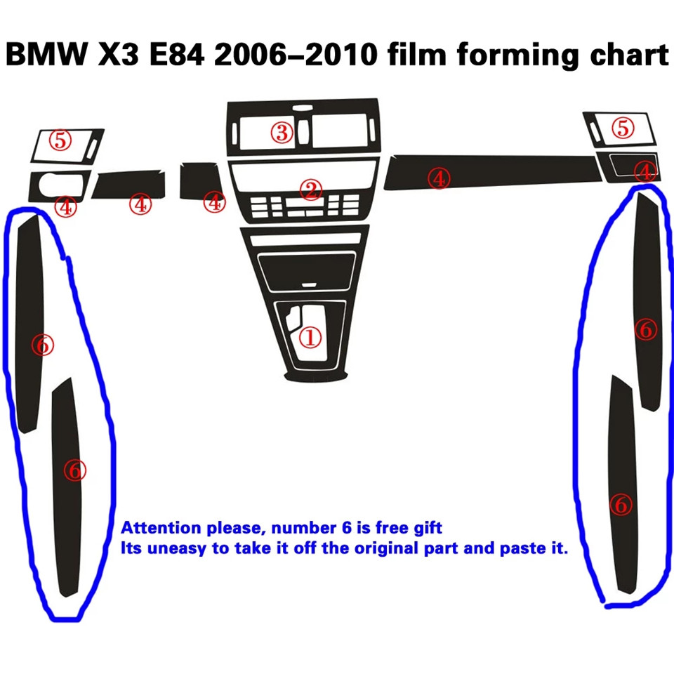 For BMW X3 E83 2006-2010 Car-Styling 3D 5D Carbon Fiber Car Interior Center Console Color Change Molding Sticker Decals