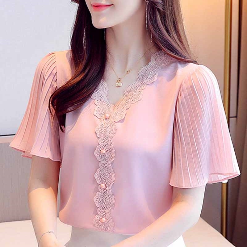 Blusas Blouse Women Short Sleeve Women Shirts Blusas Mujer De Moda V-neck Lace Chiffon Blouse Shirt Women Tops Clothes D231 210602, Yellow
Blusas Blouse Women Short Sleeve Women Shirts Blusas Mujer De Moda V-neck Lace Chiffon Blouse Shirt Women Tops Clothes D231 210602, Yellow