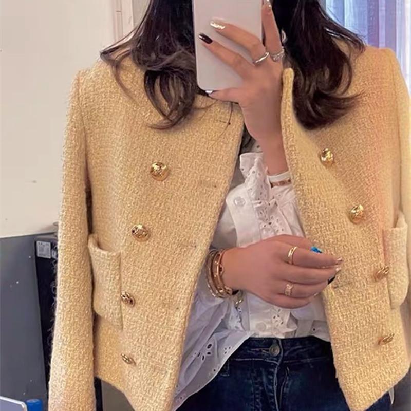 Women' Jackets HIGH STREET Est 2021 Designer Mini Coat Round Neck Double Breasted Blends Tweed Jacket, Yellow
Women' Jackets HIGH STREET Est 2021 Designer Mini Coat Round Neck Double Breasted Blends Tweed Jacket, Yellow