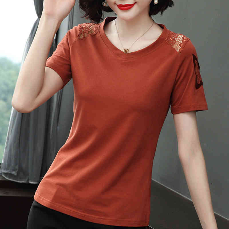 Women's T-Shirt shintimes ee Femme Korean Version s Women Summer Lace op Plus Size V-Neck Short Sleeve Vogue U3KU, Black
Women's T-Shirt shintimes ee Femme Korean Version s Women Summer Lace op Plus Size V-Neck Short Sleeve Vogue U3KU, Black