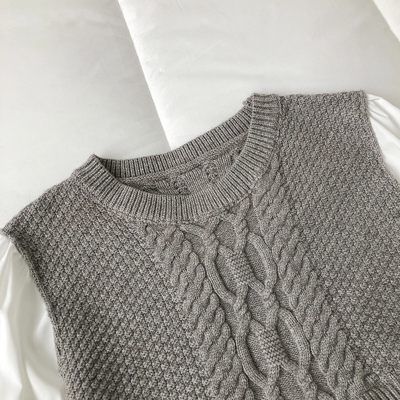 Nomikuma Twisted Knitted Patchwork Blusas Top Causal Sweet Women Doll Shirt Spring New Long Sleeve O-neck Blouses 6E096 210427