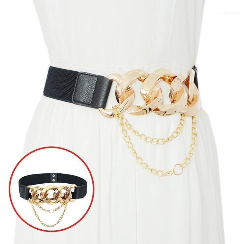 Belts Women Elastic Leather Wide Belt Golden Silver Thick Girdle Button Coat Decorative Chain Waistband Dress Fashion Strap Style S8V0, Black;brown
Belts Women Elastic Leather Wide Belt Golden Silver Thick Girdle Button Coat Decorative Chain Waistband Dress Fashion Strap Style S8V0, Black;brown