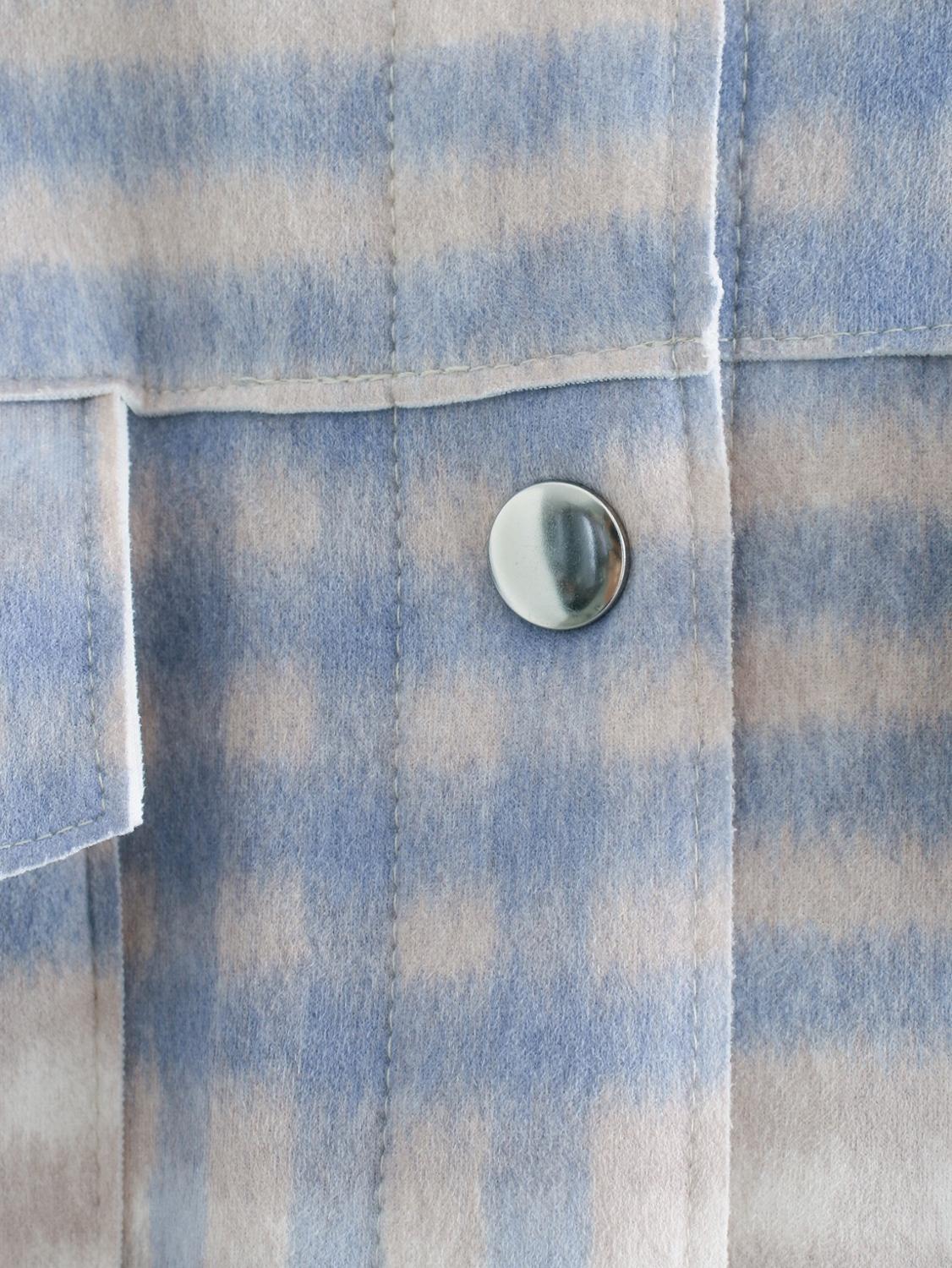 Boyfriend Style Gingham Check Plaid Shirt Lapel Long sleeve Pockets Blouse Tops Coat blusas chemise femme blusa Sky blue 210429