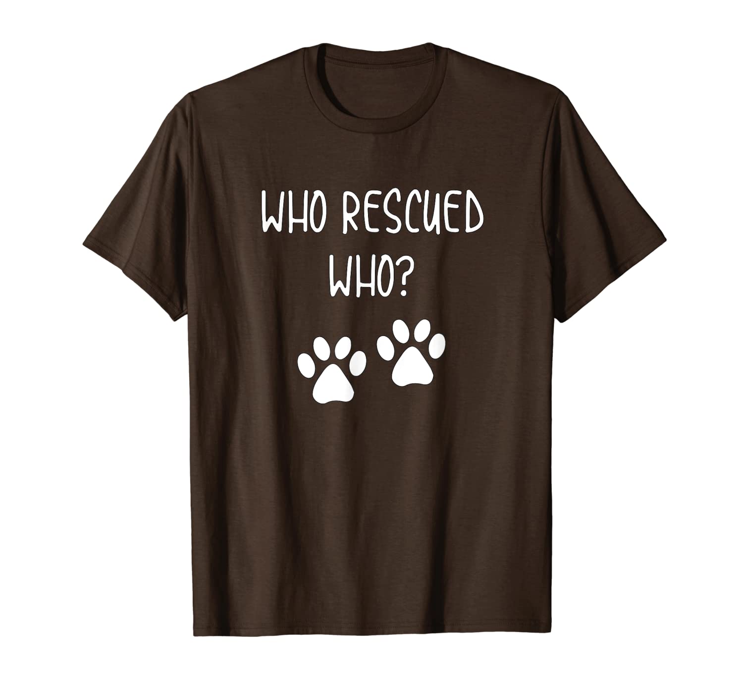 cute and fun who rescued who t-shirt, White;black
