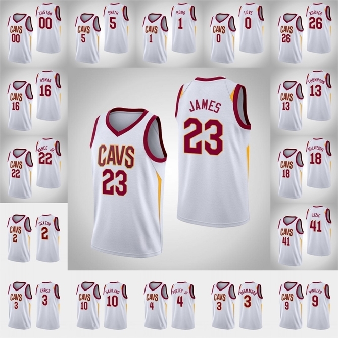 Cleveland\rCavaliers\rMen Kevin Love Darius Garland Dylan Windler LeBron James Collin Sexton\rNBA White Association Custom Jersey