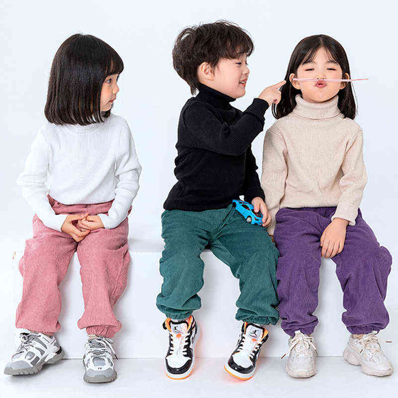 HH Kids Autumn Winter Corduroy Cotton Soft Pants for Girls 3-8 Years Old Solid Boys Casual Sport Baby Toddler Comfortable 211103