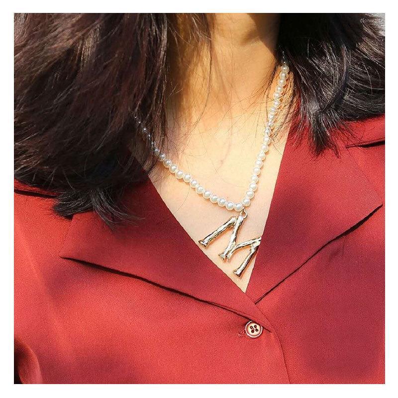 Alloy Lettering M Pendant For Special Pearl Necklace Chains
