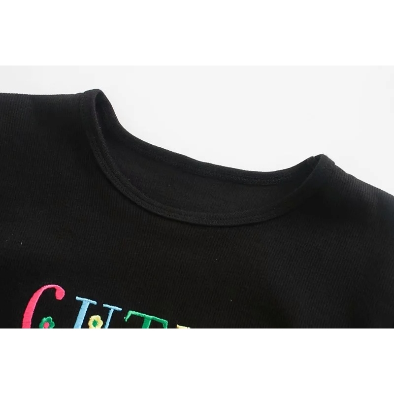 Nomikuma Spring Summer Women T-shirts Korean Letters Embroidery Cute Shirt Fashion Short Sleeve O-neck Graphic Tees 6E124 210427
