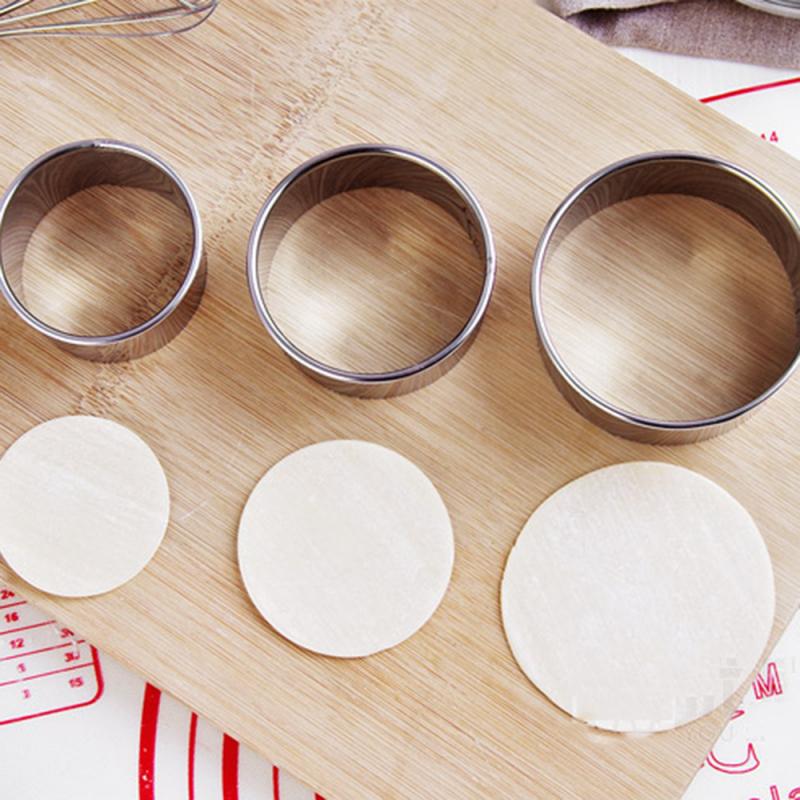 3pcs/set Stainless Steel Cut Dumplings Skin Mold DIY Wrappers Round Cookie Pastry Baking Utensils Cake Tools Kitchen Accessories