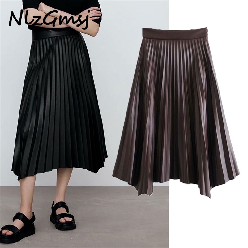 Skirt Spring PU Leather Pleated High Waist Solid Fashionable Asymmetry Midi Skirt 03 210628, As picture
Skirt Spring PU Leather Pleated High Waist Solid Fashionable Asymmetry Midi Skirt 03 210628, As picture
