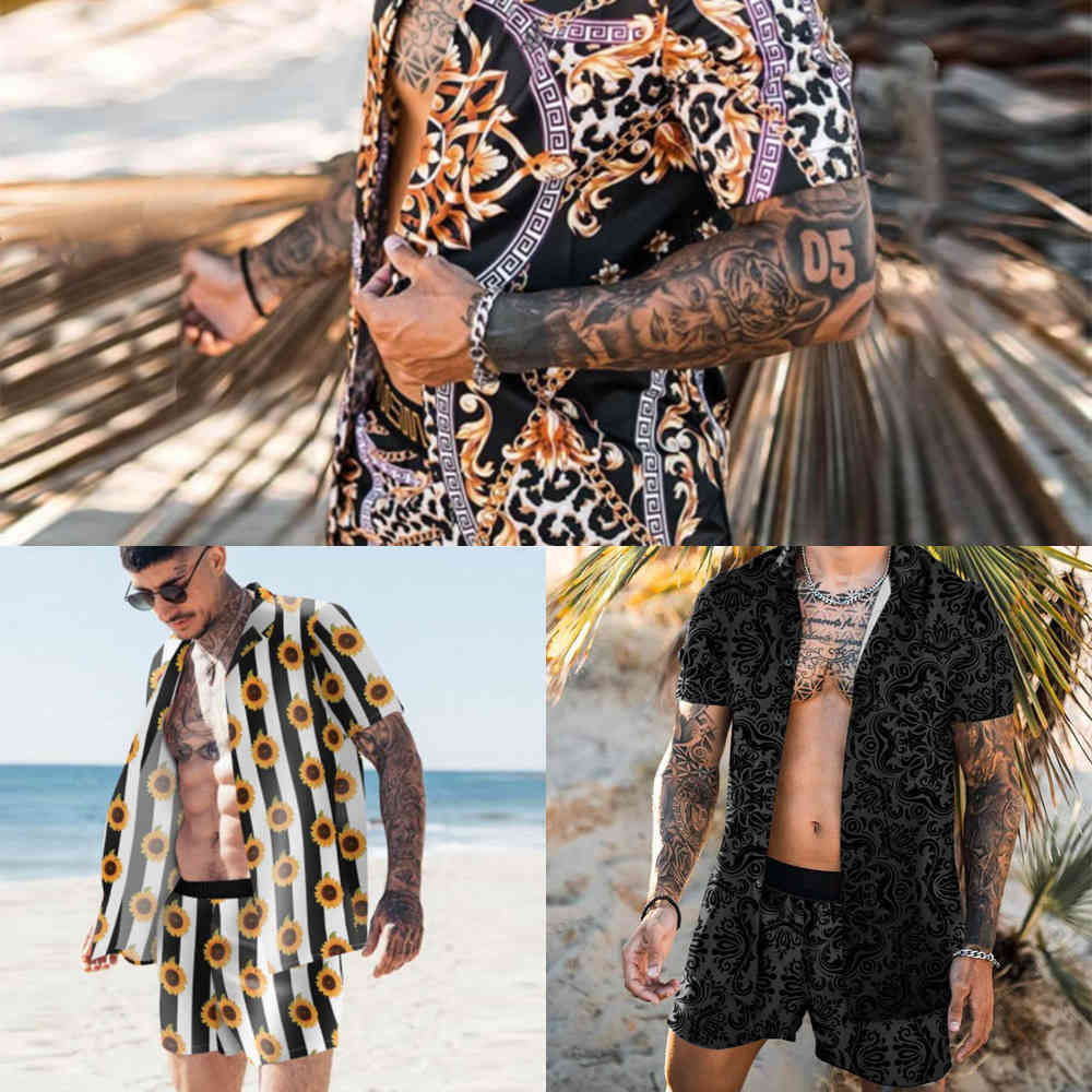 Men Suit 2021 Hawaiian Sets Printing Short Sleeve Button Shirt Beach Shorts Summer Seaside Casual Mens 2 Pieces Suit M-3XL X0601, C13
Men Suit 2021 Hawaiian Sets Printing Short Sleeve Button Shirt Beach Shorts Summer Seaside Casual Mens 2 Pieces Suit M-3XL X0601, C13