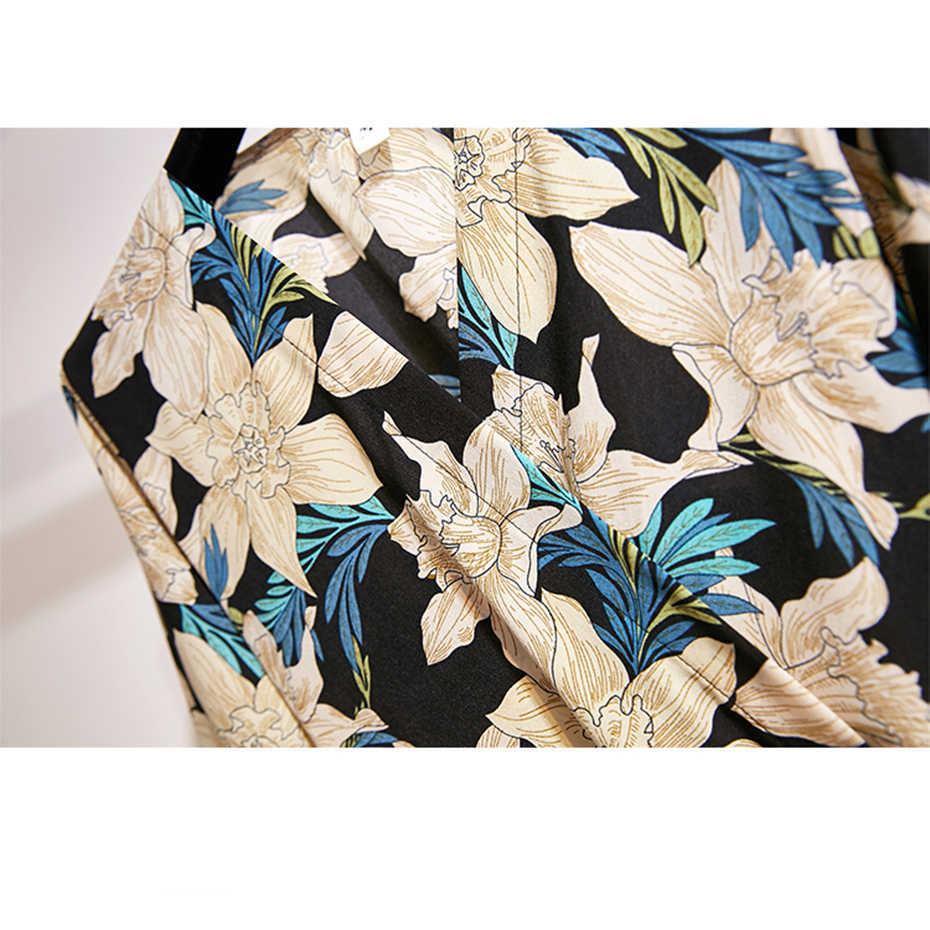 V-Neck Printed Floral Dress Women Elegant Party Beach Korean Ladies A Line Vestidos Spring Autumn 210601