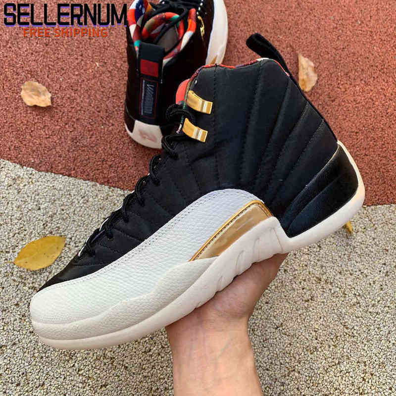 Jumpman 12 CNY High Mens Basketball Shoes 12s Black White Golden sneakers, Bubble wrap packaging
Jumpman 12 CNY High Mens Basketball Shoes 12s Black White Golden sneakers, Bubble wrap packaging