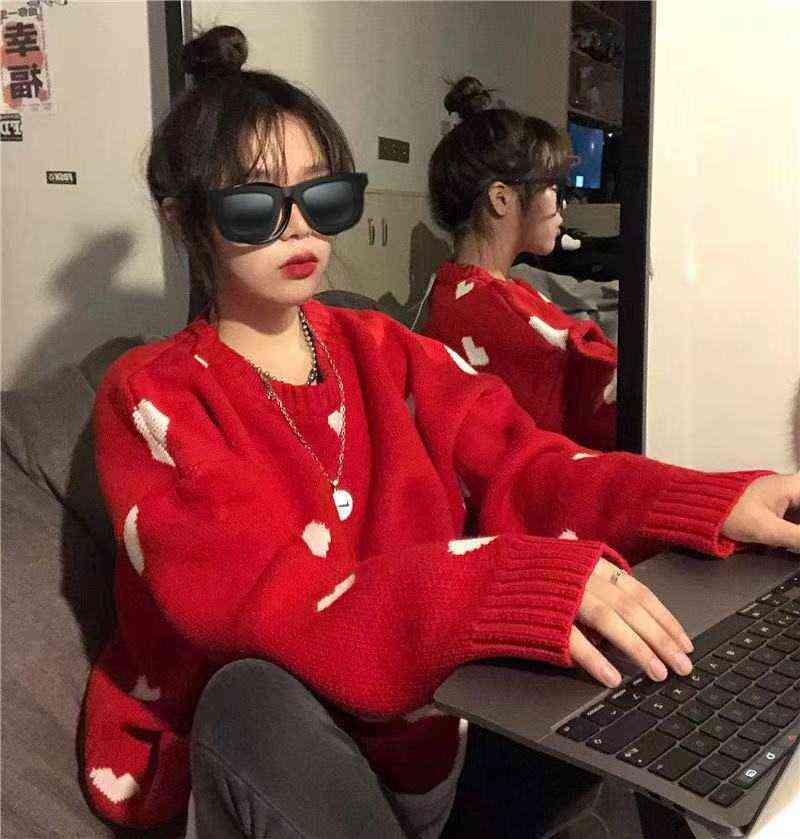 Nomikuma Autumn Winter Women Sweater Korean Love Heart Knitted Pullover Tops Causal Long Sleeve O-neck Pull Femme b037 211109