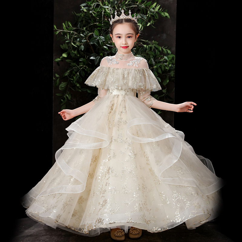 2023 Cute Flower Girls Dresses Jewel Neck Flowers Birthday Communion Children Girl Pageant Gowns