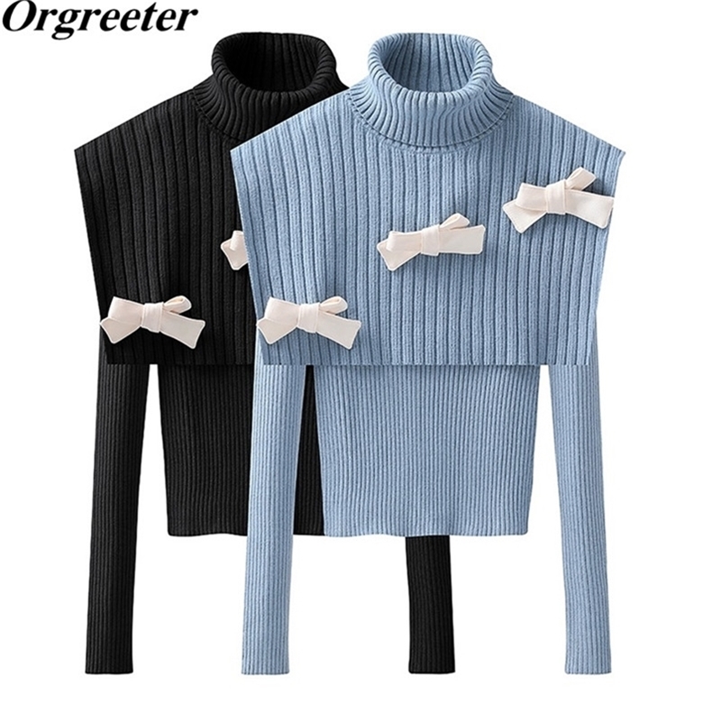 Orgreeter Preppy Style 2pcs Sweater Set Spring Autumn Sweet Bow Knot Turtleneck Shawl + Long-sleeved Bottom Women 210602, Black
Orgreeter Preppy Style 2pcs Sweater Set Spring Autumn Sweet Bow Knot Turtleneck Shawl + Long-sleeved Bottom Women 210602, Black