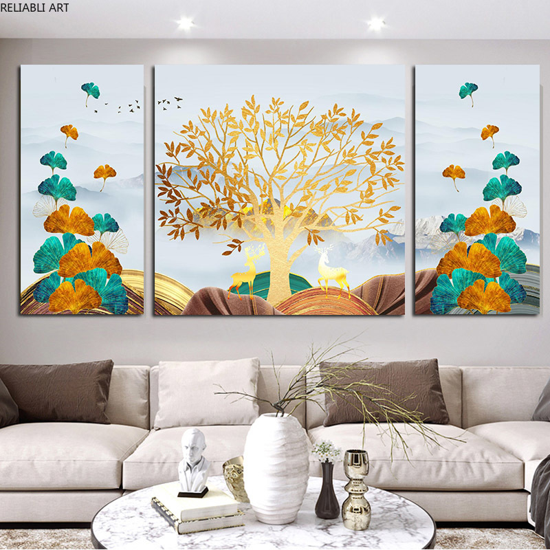 Rich Tree Golden Deer Leaf Ginkgo Biloba Nordic Canvas Paintings Modern Luxury Home Decor Room Art Cuadros Wall Decorations
Rich Tree Golden Deer Leaf Ginkgo Biloba Nordic Canvas Paintings Modern Luxury Home Decor Room Art Cuadros Wall Decorations