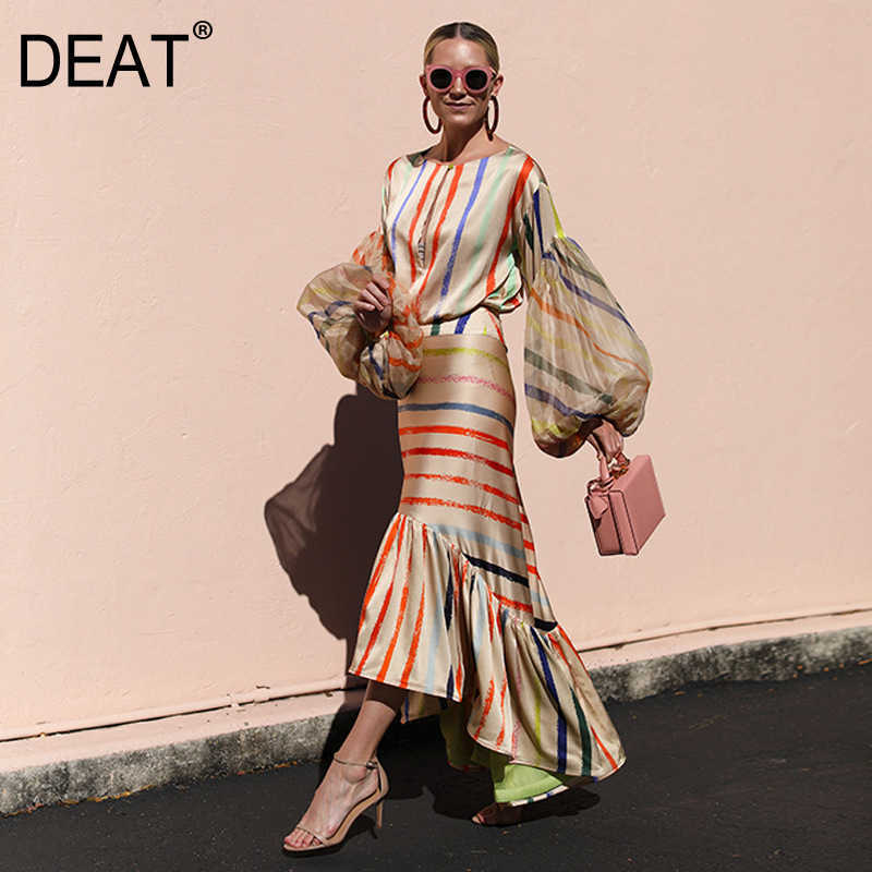 DEAT Summer Fashion Women Clothes Round Neck Lantern Sleeves High Waist Striped Pullover Long Dress Rainbow WS35009 210709, Printing color
DEAT Summer Fashion Women Clothes Round Neck Lantern Sleeves High Waist Striped Pullover Long Dress Rainbow WS35009 210709, Printing color
