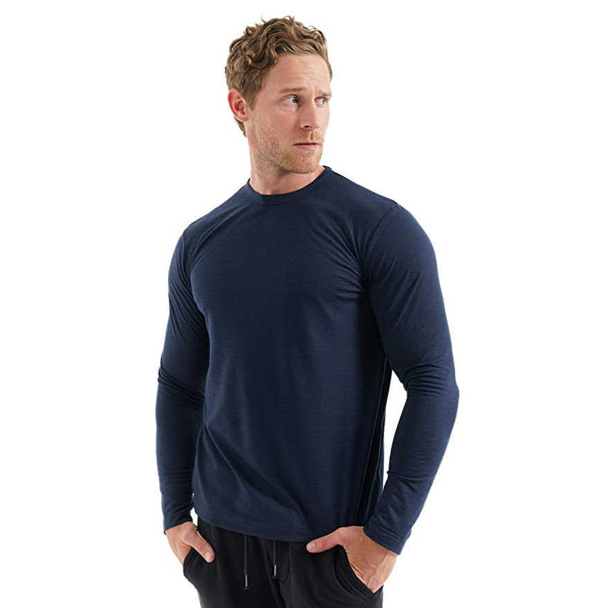 Men's 100% Merino Wool Thermal long sleeve T Shirt Base Laye 240g Wicking Breathable Anti-Odor 210629