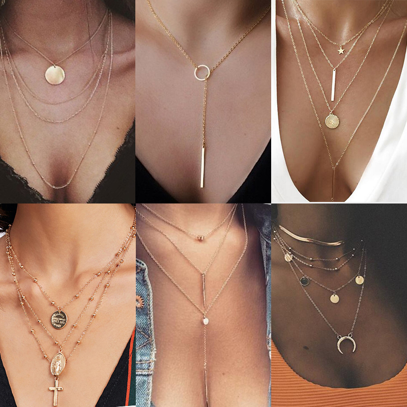 Vintage Multilayer Crystal Pendant Necklace Women Gold Color Beads Moon Star Horn Crescent Choker Necklaces Jewelry
Vintage Multilayer Crystal Pendant Necklace Women Gold Color Beads Moon Star Horn Crescent Choker Necklaces Jewelry