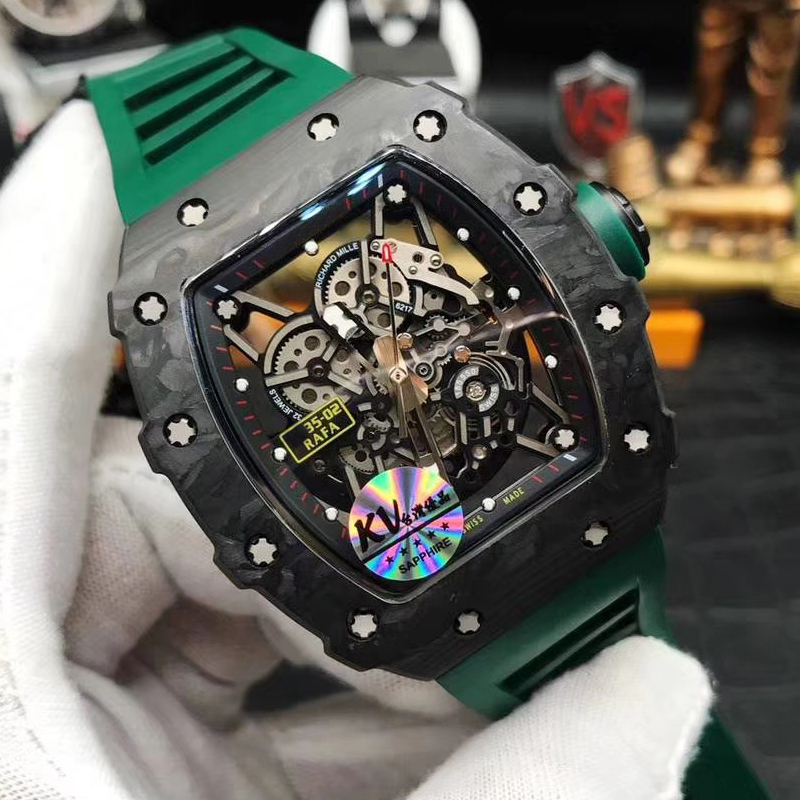 Factory outlet Mens Mechanical luxury watch carbon fiber case Green Rubber strap RM35-02 Top quality watches, Slivery;brown
Factory outlet Mens Mechanical luxury watch carbon fiber case Green Rubber strap RM35-02 Top quality watches, Slivery;brown