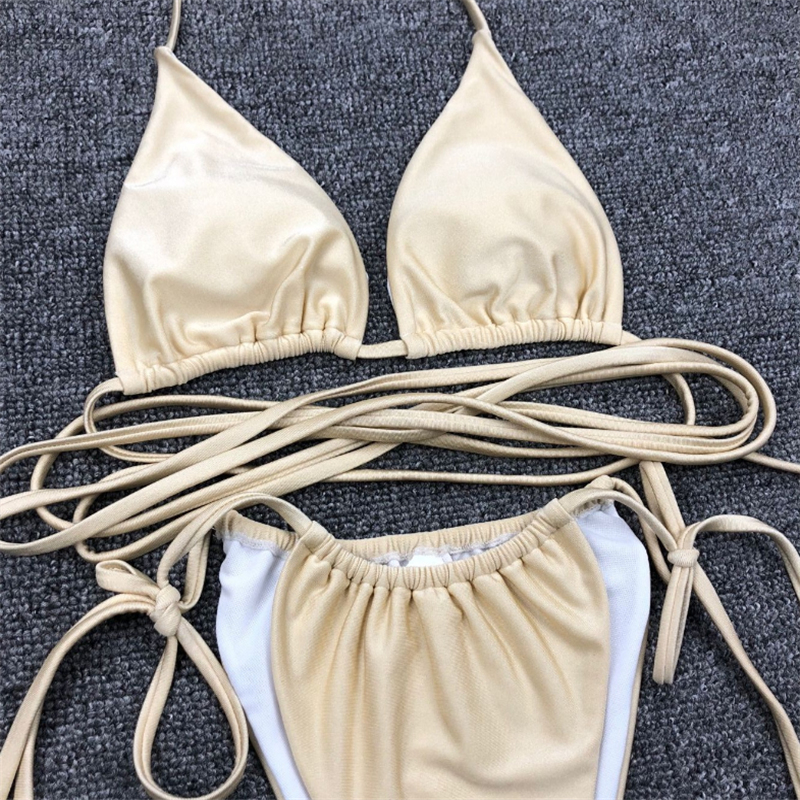 2021gnim brazilian thong bikini mujer swimwear women 2021 bandage solid swimsuit micro bikini set summer beachwear swim suit, White;black
2021gnim brazilian thong bikini mujer swimwear women 2021 bandage solid swimsuit micro bikini set summer beachwear swim suit, White;black