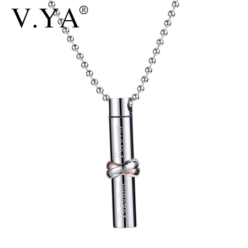 Pendentif Colliers V.ya Mode Couleur Silver Couleur en acier inoxydable Couple de parfum Bouteille de parfum peut ouvrir des pendentifs de cylind