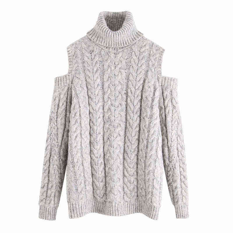 Evfer Women Fashion Bare Shoulder Za Autumn Gray Sweaters Female Elegant Knitted Turtleneck Pullover Girls Thick Knitwear Chic Y1110
Evfer Women Fashion Bare Shoulder Za Autumn Gray Sweaters Female Elegant Knitted Turtleneck Pullover Girls Thick Knitwear Chic Y1110