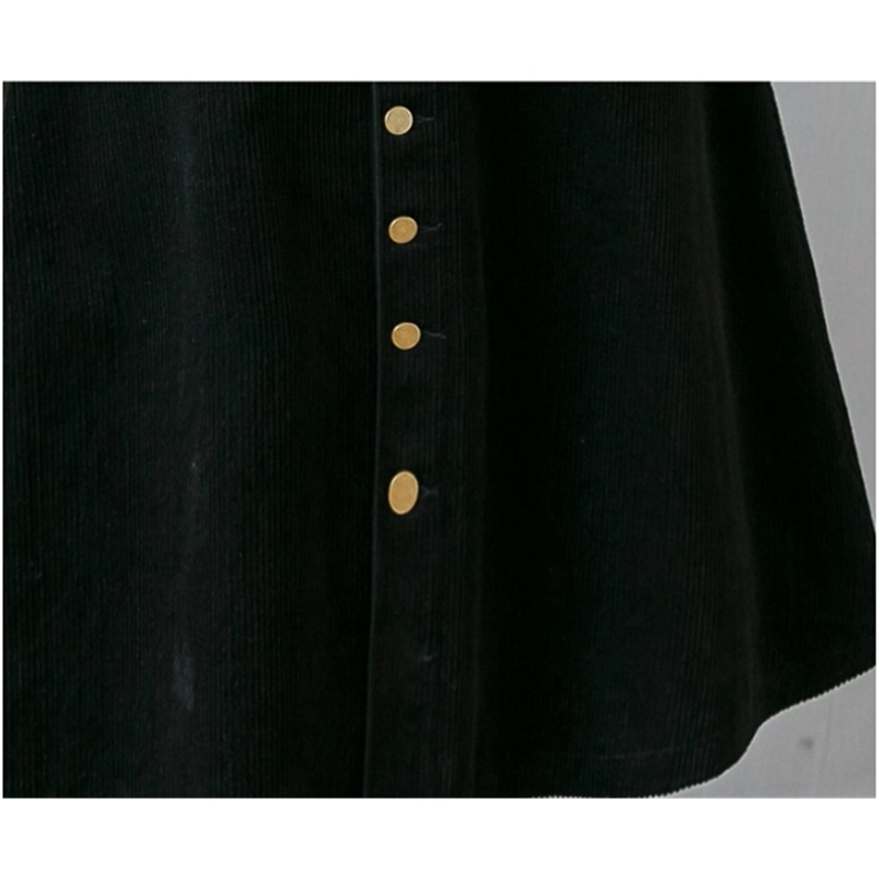 Autumn Corduroy A-Line Skirts Women Korean Style High Waist Pockets Ladies Single-Breasted Mujer Faldas 210520