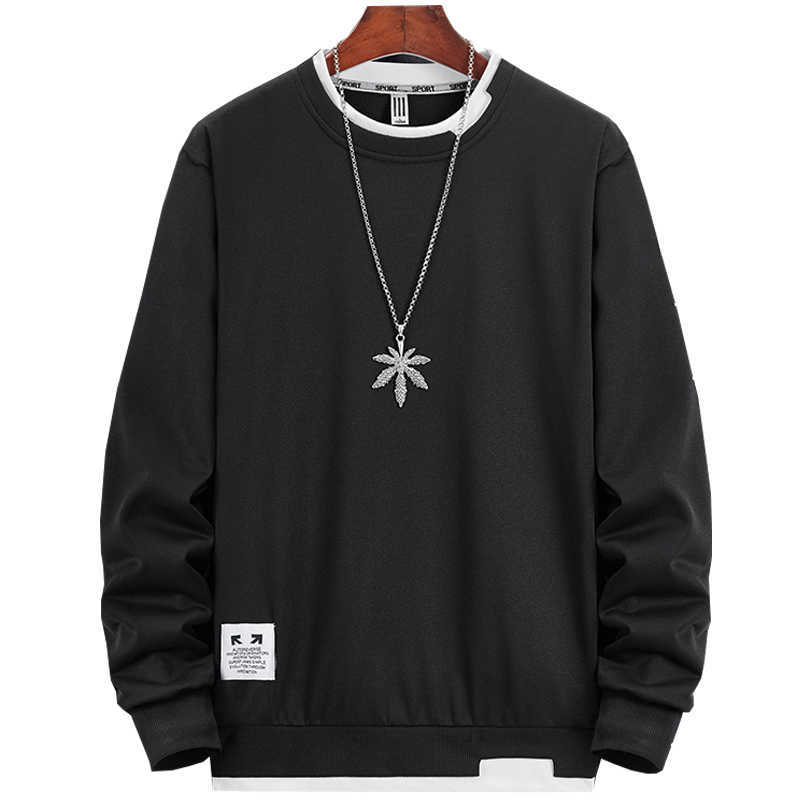 Autumn Mens Sweatshirt O-Neck Long Sleeve Male Hoodies Solid Color Casual Hip-Hop Streetwear Men Pullover Trendy Fashion 210927