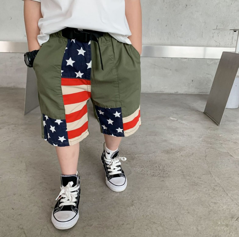 

2021 summer kids designer shorts baby star stripe spliced beach five-cent pants fashion children Camo cartoon short pant S1278, Red camo