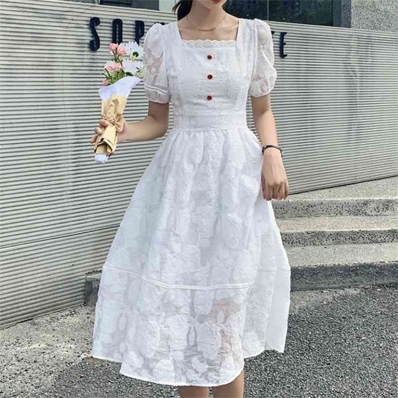 Summer Elegant Square Neck Puff Sleeve Fairy Dress Vintage Female French Slim Waist Casual Party Robe 210519, White
Summer Elegant Square Neck Puff Sleeve Fairy Dress Vintage Female French Slim Waist Casual Party Robe 210519, White