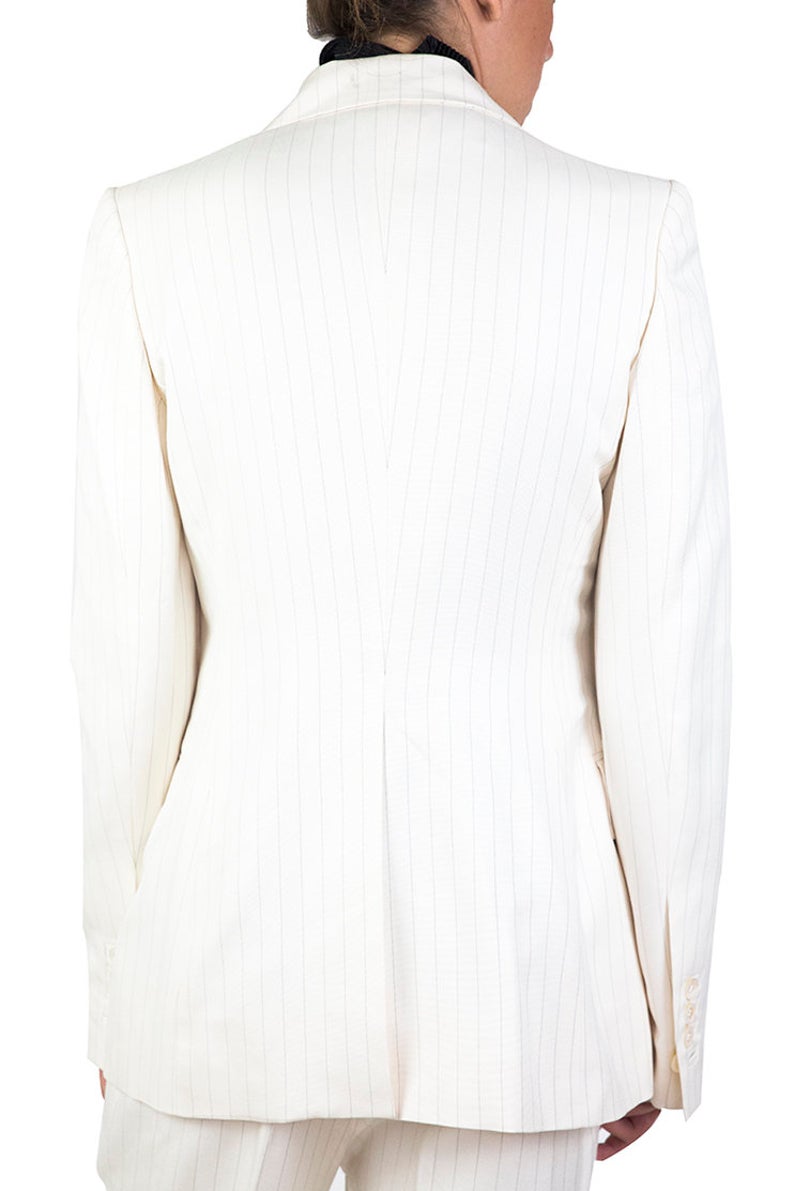 White Pinstripe Blazer Suits Women 2 Pieces Slim Fit One Button Evening Party Prom Outfit Tuxedos (Jacket+Pants)