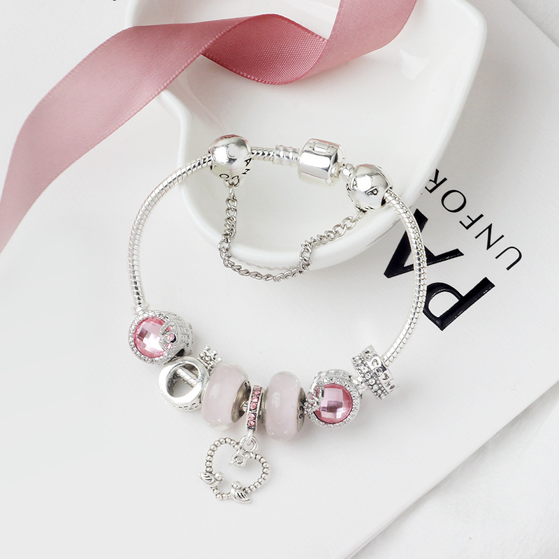 Wholesale- charm bead alloy silver plated bracelet Suitable for Pandora style O letter crown beads bracelet jewelry, Black
Wholesale- charm bead alloy silver plated bracelet Suitable for Pandora style O letter crown beads bracelet jewelry, Black