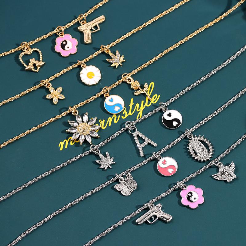 Chains Fashion Flowers Letter Crystal Butterfly Pendant Necklaces For Women Boho Gold Silver Color Twisted Chain Necklace Jewelry Gift
Chains Fashion Flowers Letter Crystal Butterfly Pendant Necklaces For Women Boho Gold Silver Color Twisted Chain Necklace Jewelry Gift