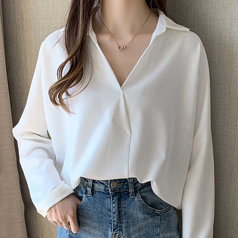 Long Sleeve V-Neck Office White Blouse Tops Blusa Blusas Mujer De Moda Chiffon Blouse Shirt Womens Tops And Blouses D861 210602
Long Sleeve V-Neck Office White Blouse Tops Blusa Blusas Mujer De Moda Chiffon Blouse Shirt Womens Tops And Blouses D861 210602