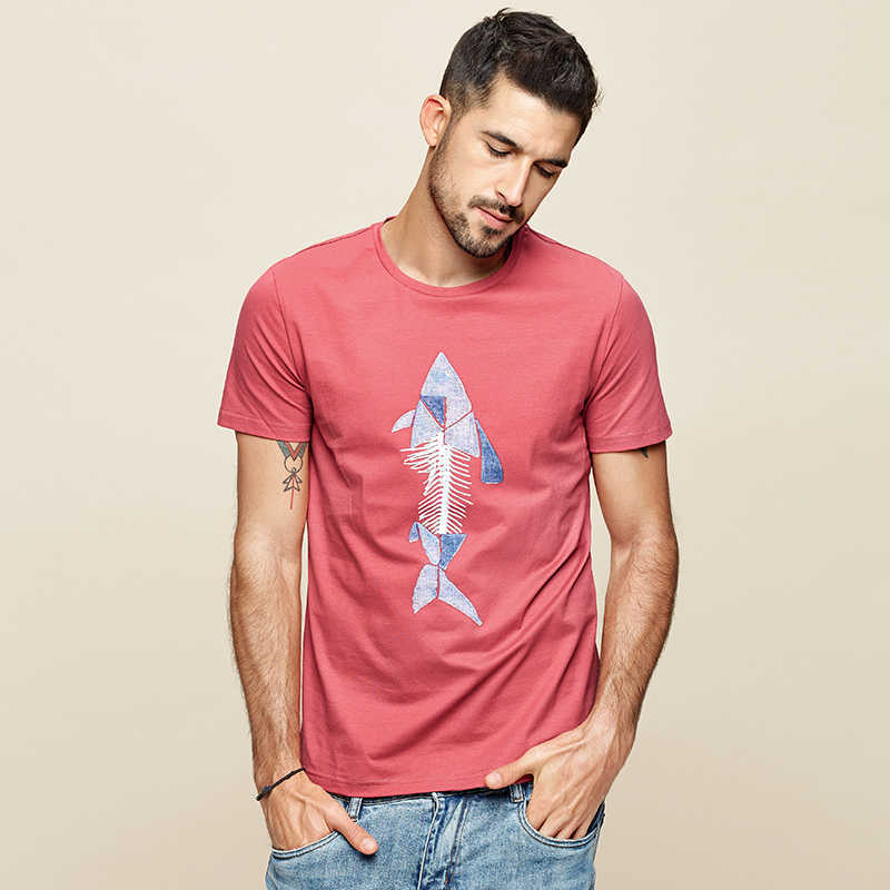 KUEGOU Cotton Men's T-shirt Summer fashion tshirt printed Elastic blue red t shirt short sleeves men top plus size LT-1778 210629