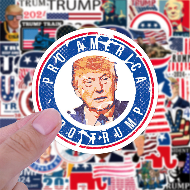 50 PCS Motorcycle DIY Famous Personage Stickers US President Trump Graffiti Decal Luggage Guitar Cup Car Scooter Fridge Toys Skateboard Helmet