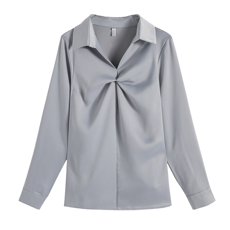 Satin Women Blouse Pullover Straight Shirt Long Sleeve Female Shirts Autumn Korean Elegant All-match Tops 10507 210508