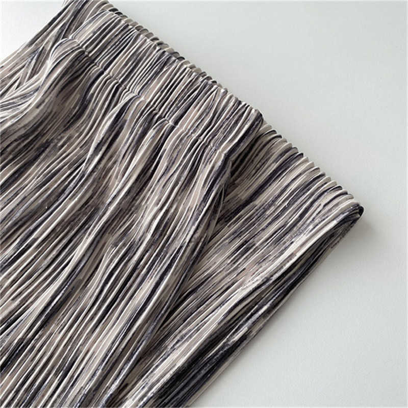 Qooth Pleated Drape Wide-Leg Pant's Summer Color Matching High Waist Fashion Loose All Match Soft Casual Pant QT596 210609