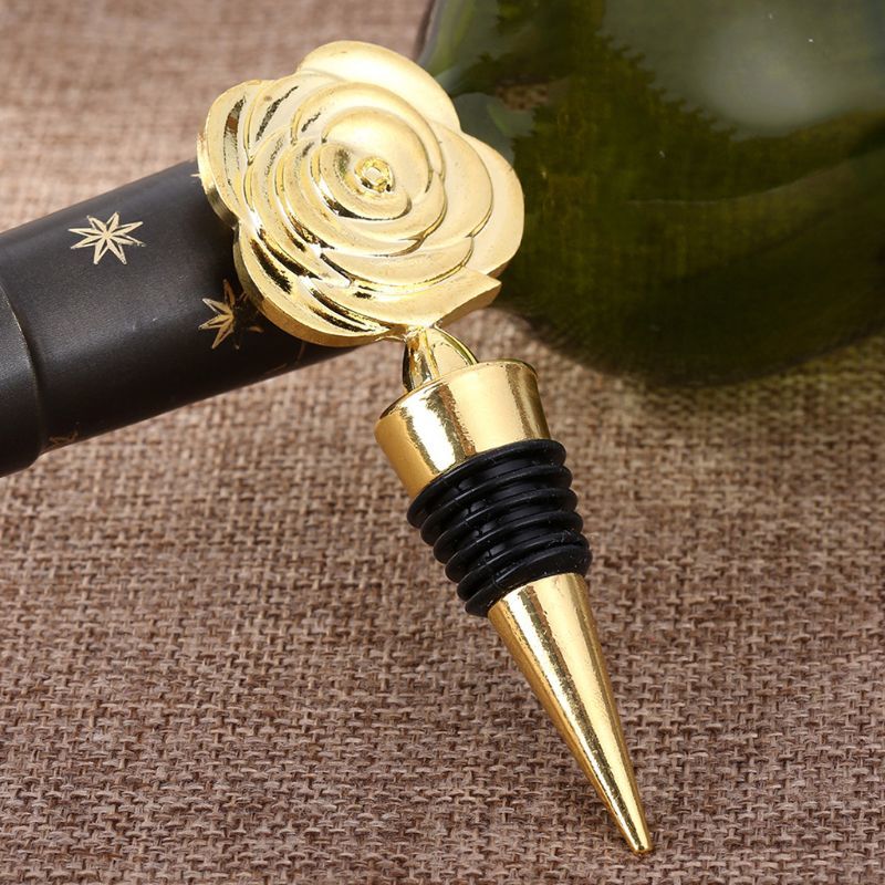 Elegant Rose Flower Champagne Red Wine Bottle Stopper Vacuum Twist Valentine's Day Bruiloft favours