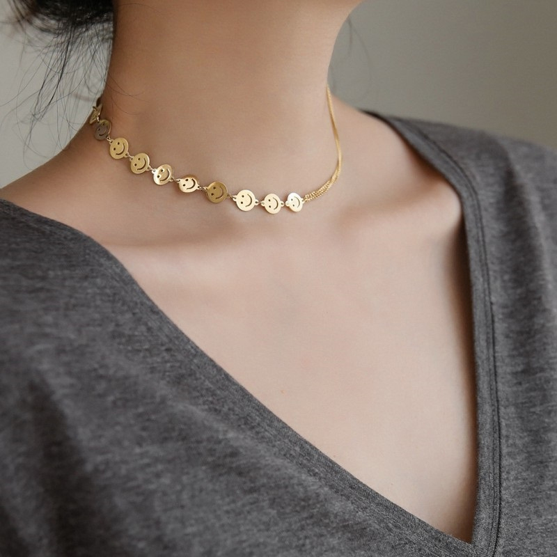 Stainless Steel Gold Smiley Face Choker Necklaces Jewelry Pendant Double Chain Necklace For Women
Stainless Steel Gold Smiley Face Choker Necklaces Jewelry Pendant Double Chain Necklace For Women