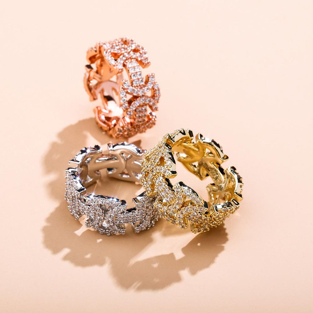 New Bling Rock Punk Rock Grunge Butterfly Rings High Quality CZ Cubic Cubic Zirconia Ring Gold Plated Iced Cubic Zirconia Fashion Hip Hop Jewelry For 