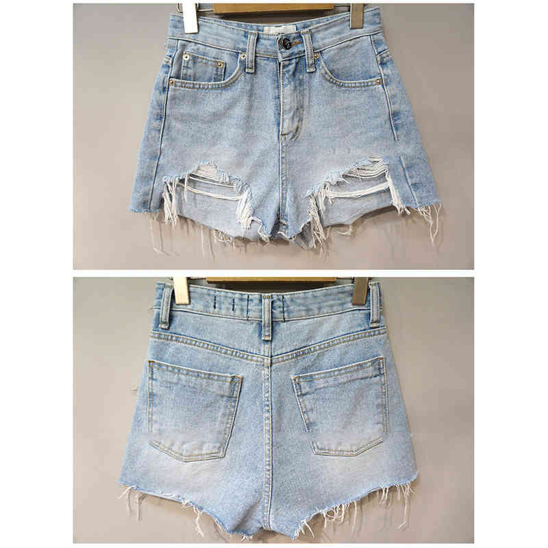 Fashion Summer Women Shorts shorts High Waist Washed Hole Brushed Denim Solid Sexy Plus Size Lady 8751 50 210427