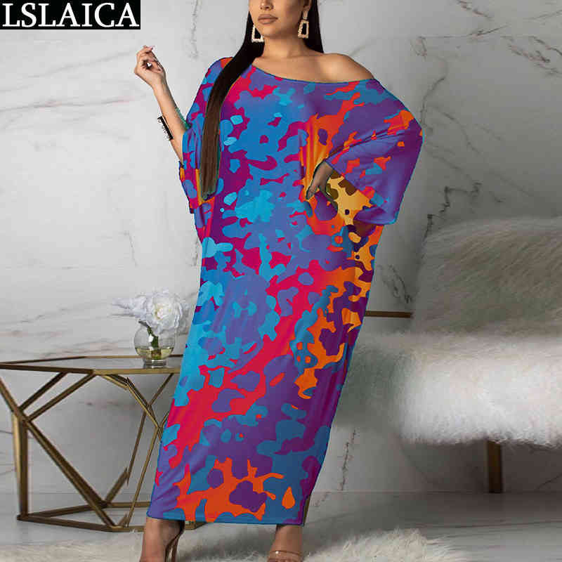 Woman Dress Summer Camouflage Print Batwing Sleeve O Neck Oversize Female Maxi Casual Plus Size Fashion Vestidos 210520, Yellow
Woman Dress Summer Camouflage Print Batwing Sleeve O Neck Oversize Female Maxi Casual Plus Size Fashion Vestidos 210520, Yellow