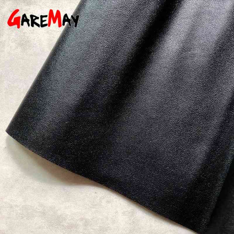 Winter women's leather skirt pleated black long s for women vintage pu faux High-waisted female 210428
