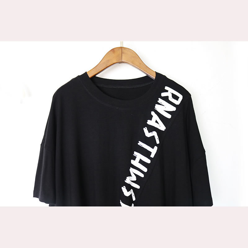 XITAO Irregular Letter T Shirt Fashion New Women Pullover Goddess Fan Print Patchwork Elegant Casual Style Loose Tee XJ4820 210322