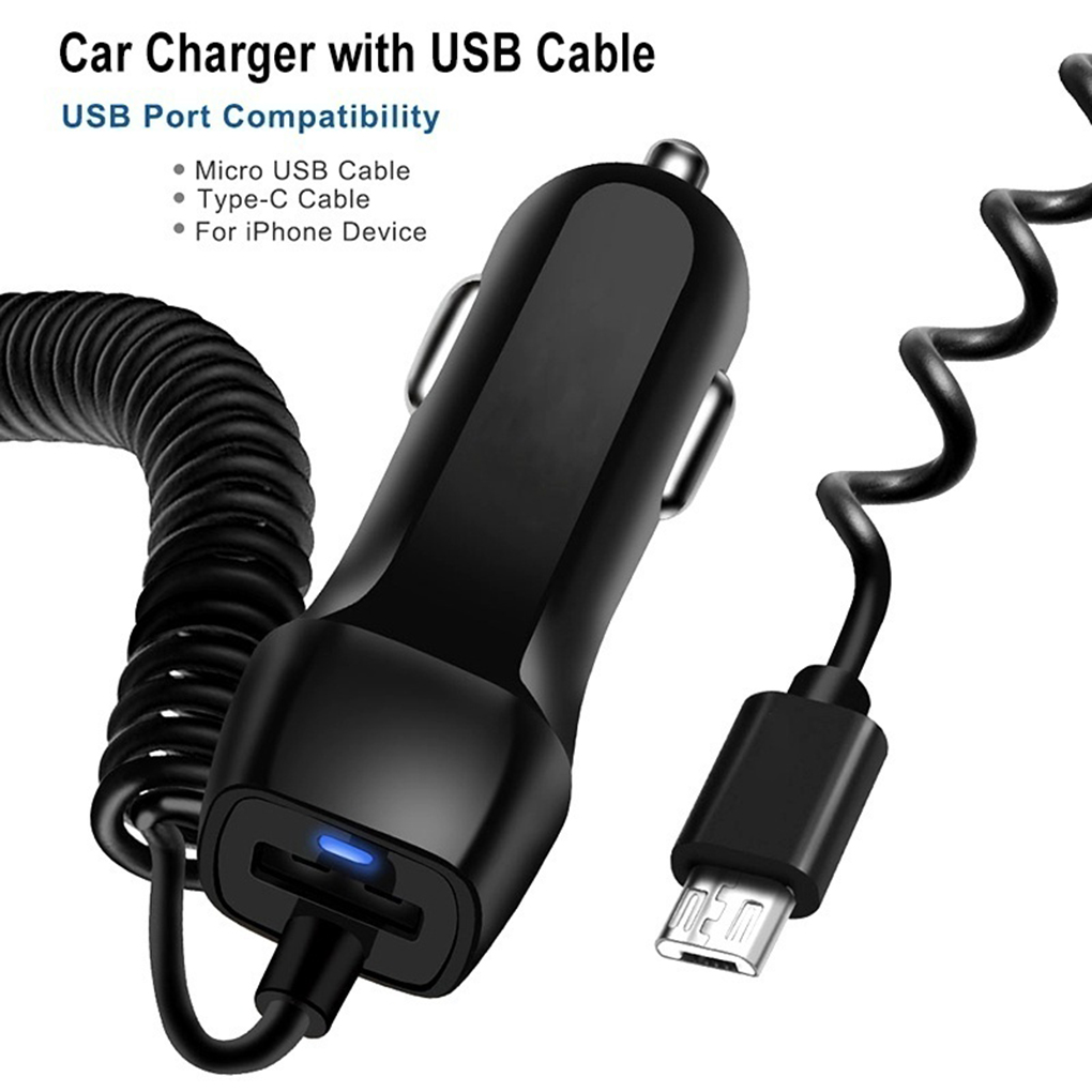 Car Charger Fast Charging Charge Micro USB Type C Lighting Cable For iPhone