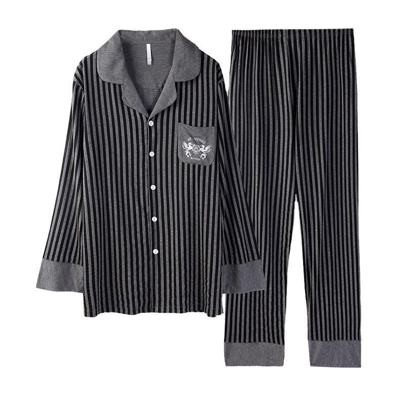 Men's Sleepwear Autumn Suit Casual Pajamas Set Stripe Man Home Wear Cardigan Long Sleeved Trousers Air Conditioning Clothes Male, Black;brown
Men's Sleepwear Autumn Suit Casual Pajamas Set Stripe Man Home Wear Cardigan Long Sleeved Trousers Air Conditioning Clothes Male, Black;brown